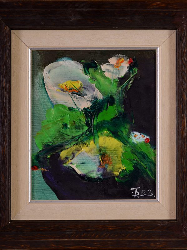 Flori 17_ulei pe panza_cu rama_43X38cm